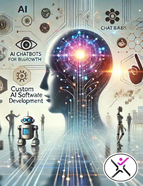 AI solutions with chatbots, custom software, and SaaS development, featuring EactiveNet, Inc. logo.